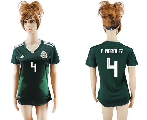 Women's Mexico #4 R.Marquez Home Soccer Country Jersey - Click Image to Close